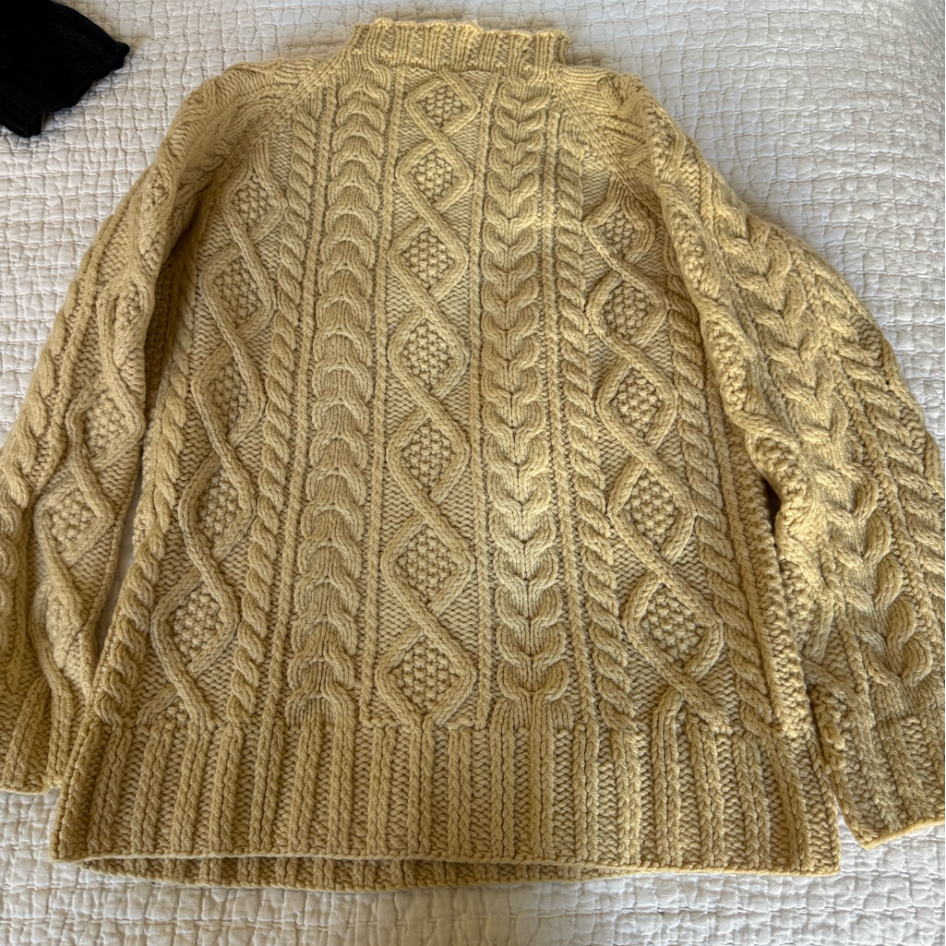 Hand Knit Cozy Cable Knit Sweater - Cream